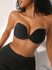 Women's Seamless Invisible Strap Bra - Black - View 5