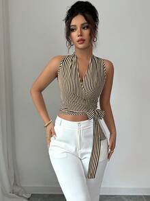 Elenzga Áo dệt kim nữ kiểu dáng giản dị và thanh lịch cho kỳ nghỉ hè - màu đen - Xem 4