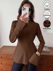 Elyressa Eine lässige und elegante Herbstbluse, von einer Frau gewebt - Braun - Übersicht 5