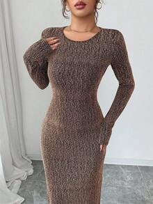 Elenzga Váy dài ôm sát đính đá Rhinestone dành cho nữ - màu đen - Xem 7