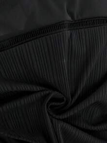 Brillora 女士优雅黑色连体泳衣，适合春夏度假、海滩、约会，深V领设计，提花针织弹力腰带装饰，时尚显瘦 - 黑色 - 查看 8