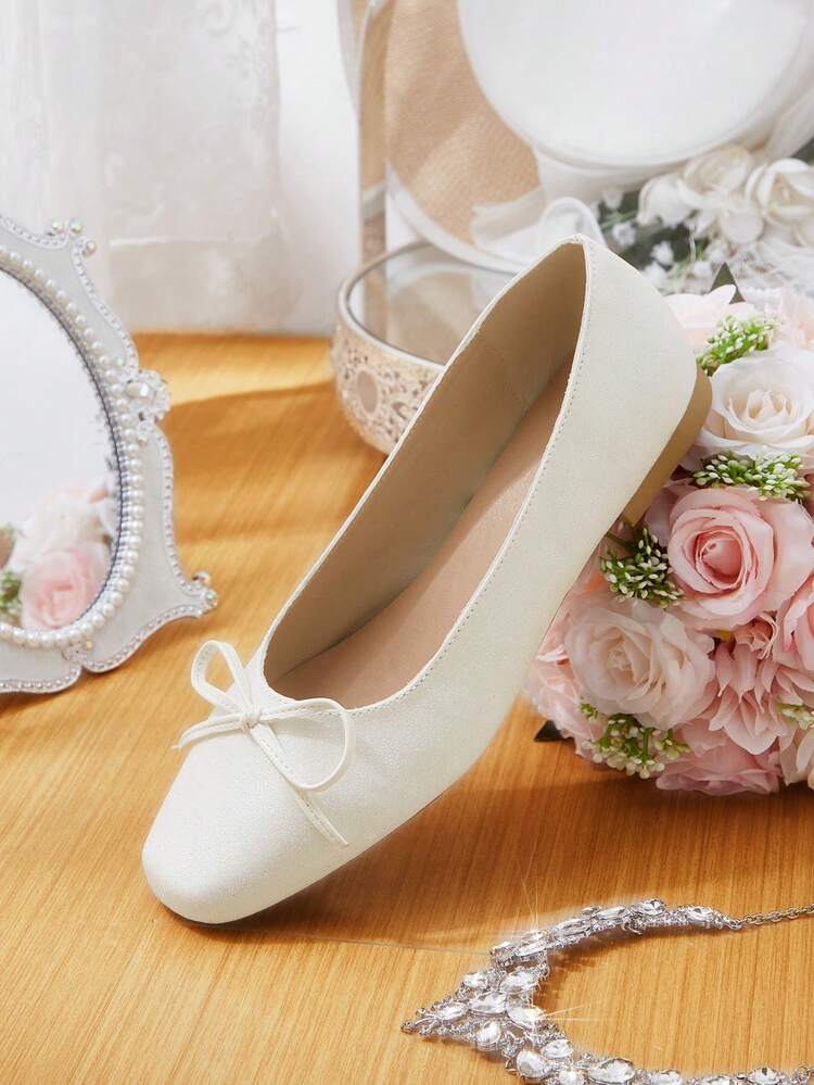 CUCCOO HITCHD Women's Casual Versatile Commuting Flats With Bow Decor Valentine's Day Elegant Shoes Wedding Shoes Summer Shoes Bride Shoes