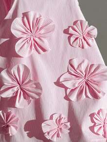 SHEIN 两件套少女碎花条纹吊带上衣和阔腿裤可爱套装 - 粉色 - 查看 8