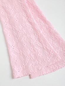 Sweetra Sexy Asymmetric Shoulder Textured Fabric Asymmetrical Hem Casual Top - Pink - View 4