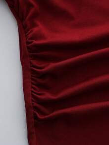 GlowEve V-Neck Pearl Peplum Elegant Romantic Ladies T-Shrit Fall Cloth For Women - Burgundy - View 5