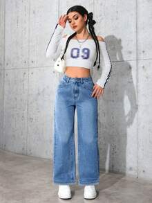 Ropa vaquera de mujer Mezclilla Pantalón recto Pantalón vaquero mujer pantalon de mujer pantalón de mujer pantalones para mujer pantalón pantalones de dama pantalones baggy - Gris - Ver 3