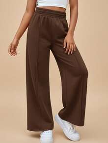 Travachic KIDS Travachic KIDS Tween Girl Street Style Solid Color Knitted Straight Leg Pants - Chocolate Brown - View 6