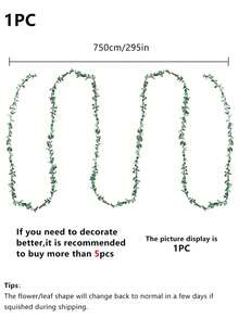 SHEIN 1/2 件 7.5/15 米人造绿色植物、藤蔓、新年装饰、假植物、房间装饰、秋季装饰、假花、植物、花园、秋季装饰、中心装饰、婚礼装饰、家居装饰、户外花园、客厅、卧室、DIY 花环材料、糖果盒、情人节、礼物 - 彩色 - 查看 6