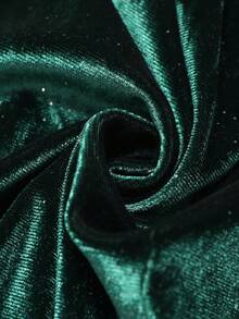 Balvessa V-Neck Velvet Twist Knot Long Sleeve Bodycon Dress,Outfit Fall Cloth For Women - Dark Green - View 5