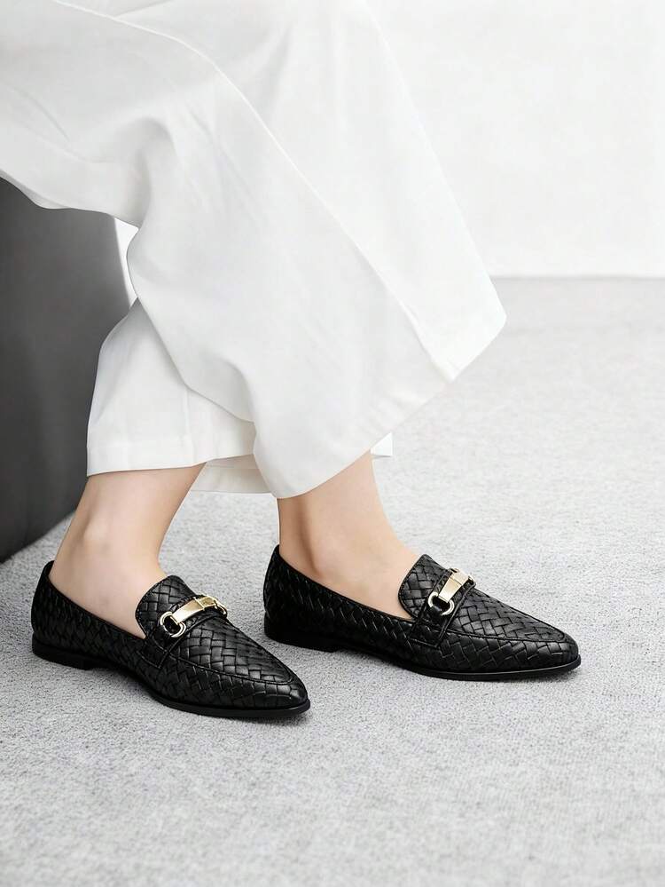 CUCCOO BIZCHIC Women's Wide Double Buckle Strap Perforated Punk Flat Shoes, Soft Comfortable Casual Slip-On Loafers, Suitable For Streetwear, Influencer Style, Rock Music Festival For Christmas