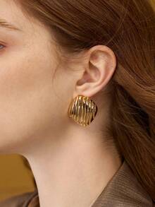 MOTF Pendientes con forma de rombo chapados en oro de 18K - Amarillo Oro - Ver 4