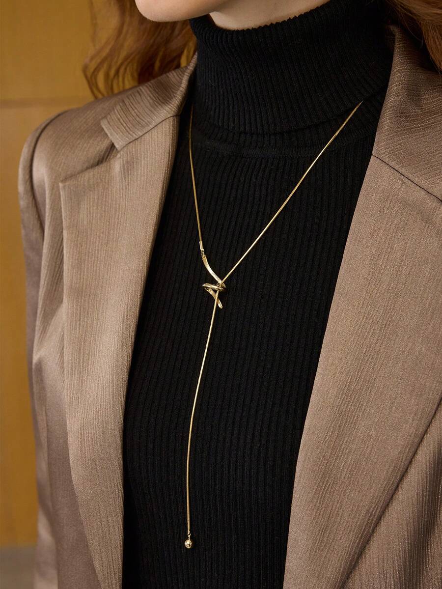 MOTF 18K Gold Plated Adjustable Pull Necklace - Yellow Gold - View 1