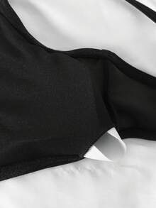 SHEIN Tween Girl 3pcs Set Solid Black Knitted Bikini Top & Leopard Print Skirt, Casual Beach Vacation Swimwear 3pcs Set, Beach Wear, Swimwear, For Vacation & Holiday Summer Beach Outfit - Black - View 8