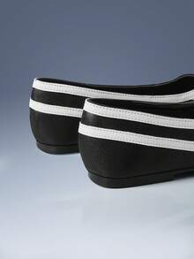 CUCCOO GRLICON Women's Lace-Up Design Casual Versatile Flat Loafers For Christmas - Black and White - View 4