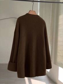 Lyxana Nueva chaqueta de punto elegante para mujer, con estilo europeo y americano, versátil, top de punto de moda minimalista - Marrón - Ver 2