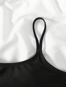 SHEIN Tween Girl 3pcs Set Solid Black Knitted Bikini Top & Leopard Print Skirt, Casual Beach Vacation Swimwear 3pcs Set, Beach Wear, Swimwear, For Vacation & Holiday Summer Beach Outfit - Black - View 6