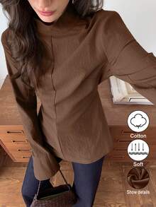 Elyressa Eine lässige und elegante Herbstbluse, von einer Frau gewebt - Braun - Übersicht 4