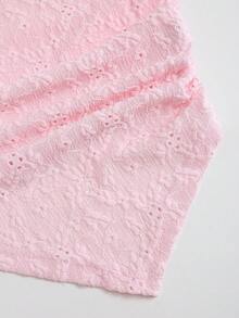 Sweetra Sexy Asymmetric Shoulder Textured Fabric Asymmetrical Hem Casual Top - Pink - View 6