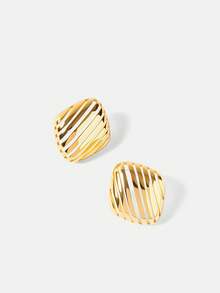 MOTF Pendientes con forma de rombo chapados en oro de 18K - Amarillo Oro - Ver 7