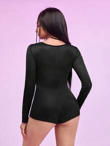 NotGurli Y2K Black Racing F1 Print Bodysuit, Deep V-Neck, Cinched Waist, Long Sleeve, Slim Fit, Flattering Curves, Streetwear Chic, Sexy Women's Jumpsuit