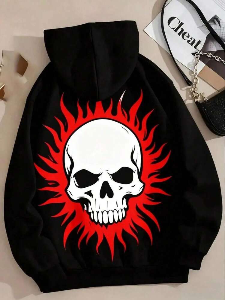 Sudadera con capucha nueva versión de otoño/invierno para mujer, abrigo holgado y versátil con diseño divertido, ideal para vacaciones y viajes - Negro 2 - Añade 1