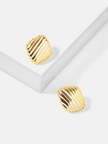 MOTF Pendientes con forma de rombo chapados en oro de 18K - Amarillo Oro - Ver 9