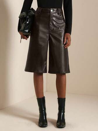 SHEIN Veneréa Women's Wide Leg Straight Solid Color Casual Pants