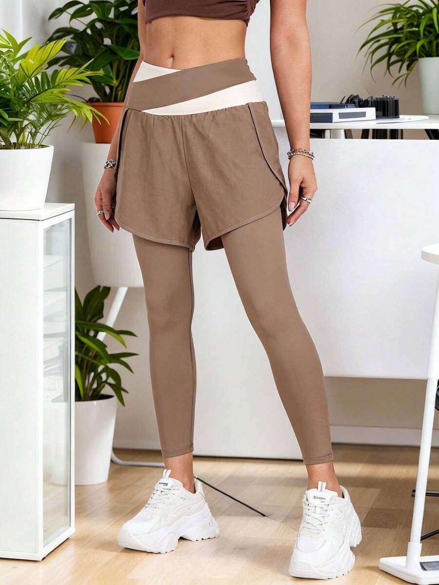 Women Leggings - Coffee Brown - View 1