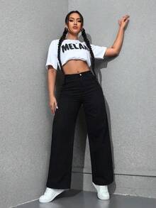 Pantalones de dama mezclilla Pantalon de mujer pantalón de mujer pantalones para mujer pantalón pantalones de dama pantalones baggy ropa vaquera de mujer pantalones para mujer - Negro - Ver 4