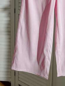 SHEIN 两件套少女碎花条纹吊带上衣和阔腿裤可爱套装 - 粉色 - 查看 7