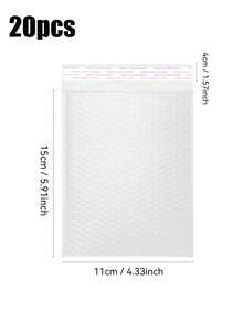 20个装气泡膜快递信封，白色自封防水运输袋，适用于珠宝和化妆品 - 白色 - 查看 11