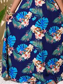 Travachic KIDS 青少年女孩休闲度假花卉挂脖露背连衣裙 - 綠色 - 查看 3