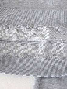 SHEIN 两件套女童时尚灰色黑色蝴蝶结装饰圆领长袖上衣和阔腿裤套装，休闲/运动风，春秋季 - 灰色 - 查看 7