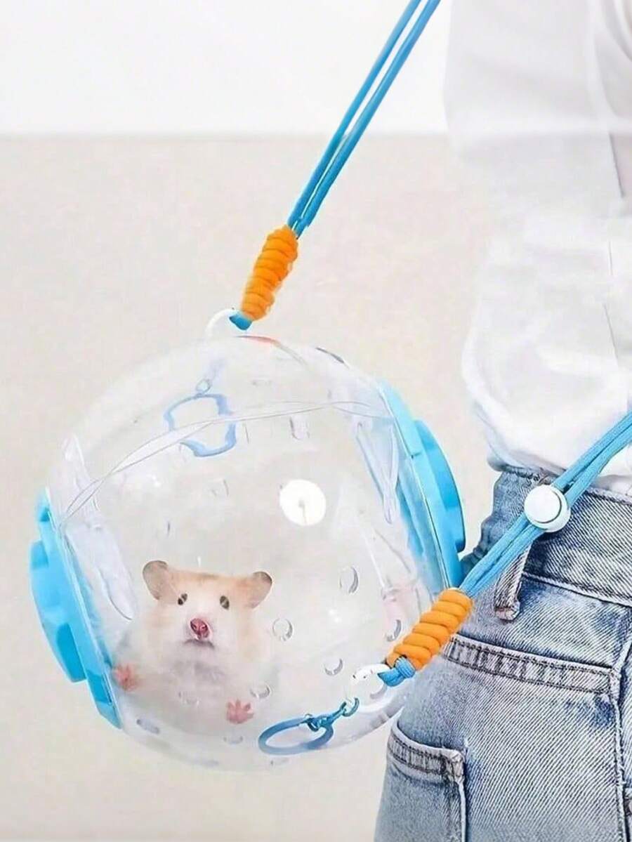 1 pieza Rueda giratoria para hámster con soporte, disco giratorio para hámster, bola de ejercicio de cristal transparente, suministros de juguetes para mascotas pequeñas - Multicolor - Ver 1