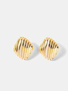 MOTF Pendientes con forma de rombo chapados en oro de 18K - Amarillo Oro - Ver 2