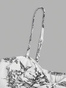 Qadelle 女士纹理印花收腰吊带背心，优雅百搭，适合度假、通勤和日常穿着 - 黑色 - 查看 4