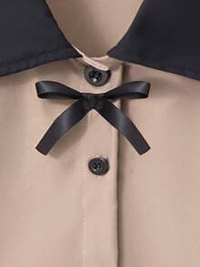 Elladie kids 女童甜美可爱百褶连衣裙，学院风，时尚简约百搭休闲款 - 卡其色 - 查看 4