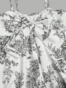 Qadelle 女士纹理印花收腰吊带背心，优雅百搭，适合度假、通勤和日常穿着 - 黑色 - 查看 6