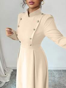Elenzga A Long, Elegant Autumn Dress Woven By A Lady - Apricot - View 5