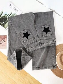 HIMARRI Mezclilla con estrellas mujer ropa vaquera de mujer  pantalones para mujer pantalones de dama pantalones vaqueros para mujer - Negro - Ver 1