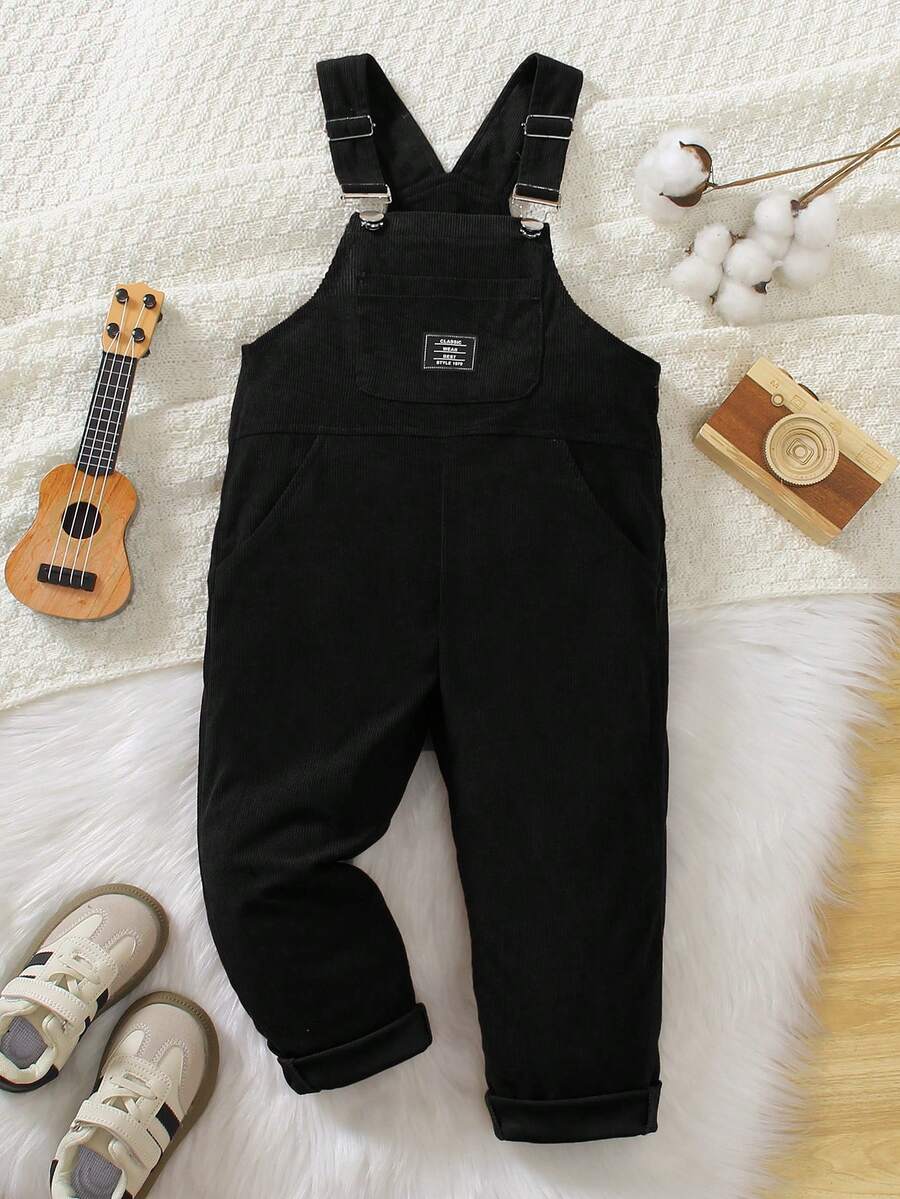 Genkimix Kids Young BoyNew Textured Fabric Bib Overalls, Suitable For School, Outings, Play, And Vacation