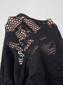 NU&NOW Tuta lunga con maniche lunghe trasparenti e schiena scoperta, taglie forti, per donna - nero - Visualizzare 7