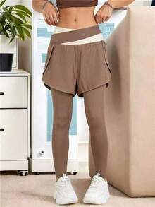 Women Leggings - Coffee Brown - View 3