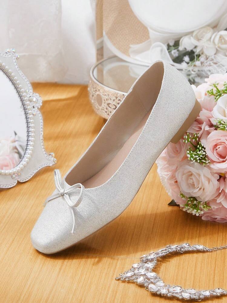 CUCCOO HITCHD Women's Bow Decor Casual Slip-On Flat Shoes, Versatile For Daily Wear Valentine's Day Elegant Shoes Wedding Shoes