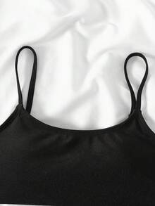 SHEIN Tween Girl 3pcs Set Solid Black Knitted Bikini Top & Leopard Print Skirt, Casual Beach Vacation Swimwear 3pcs Set, Beach Wear, Swimwear, For Vacation & Holiday Summer Beach Outfit - Black - View 5