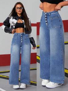 Ropa vaquera de mujer Mezclilla Pantalón recto Pantalón vaquero mujer pantalon de mujer pantalón de mujer pantalones para mujer pantalón pantalones de dama pantalones baggy - Azul - Ver 10