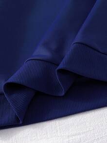 Genkimix Kids 两件套女童学院风卫衣和百褶裙，藏蓝色字母印花翻领卫衣，粉色百褶裙 - 藍色 - 查看 8