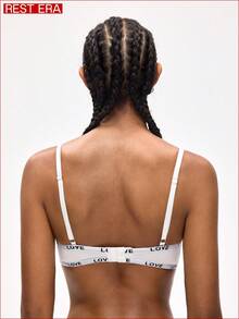 Rest Era 1/2 tasse Soutien-gorge de sport avec armature de levage et d'amélioration, avec ruban jacquard à motif, pour un usage décontracté, convient pour la gym, l'entraînement, les femmes - Blanc - Voir 2
