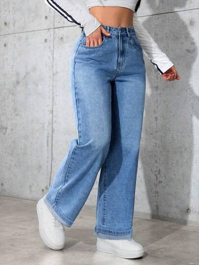 Ropa vaquera de mujer Mezclilla Pantalón recto Pantalón vaquero mujer pantalon de mujer pantalón de mujer pantalones para mujer pantalón pantalones de dama pantalones baggy