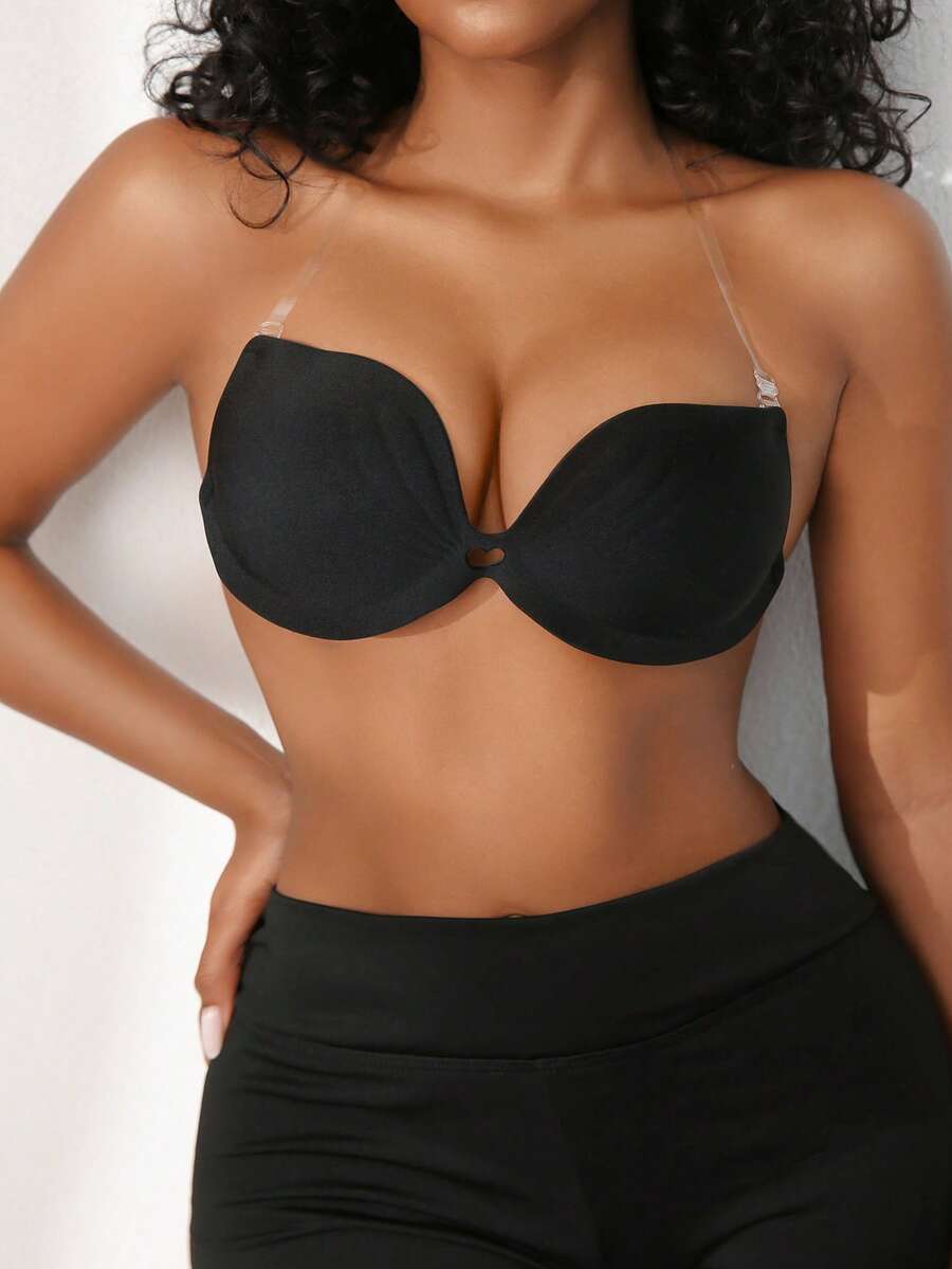 Women's Seamless Invisible Strap Bra - Black - View 1